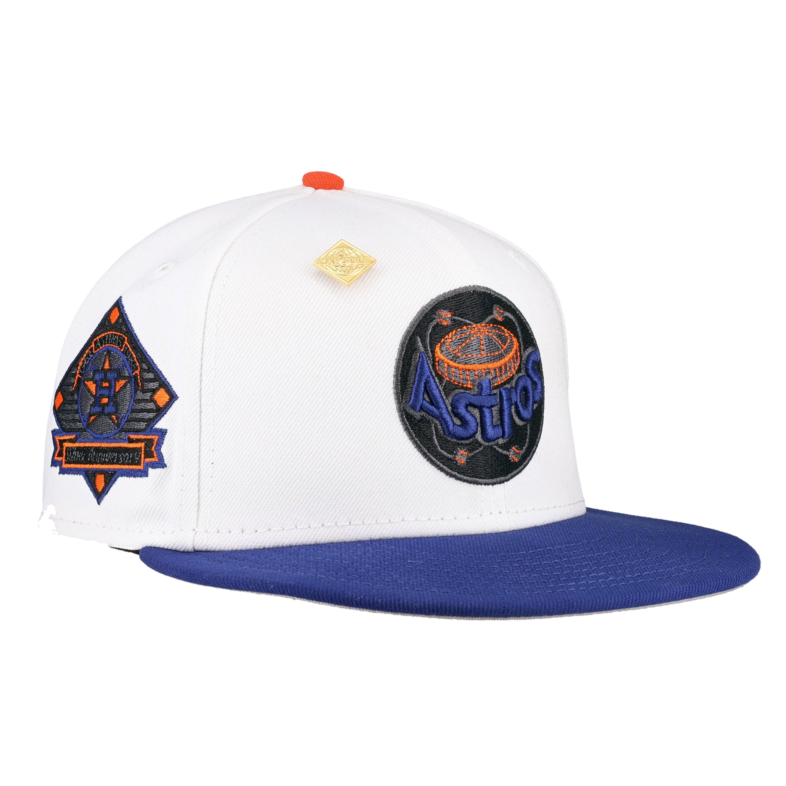 Houston Astros Pure White 25th Silver Anniversary Patch 59Fifty Fitted Hat, front view