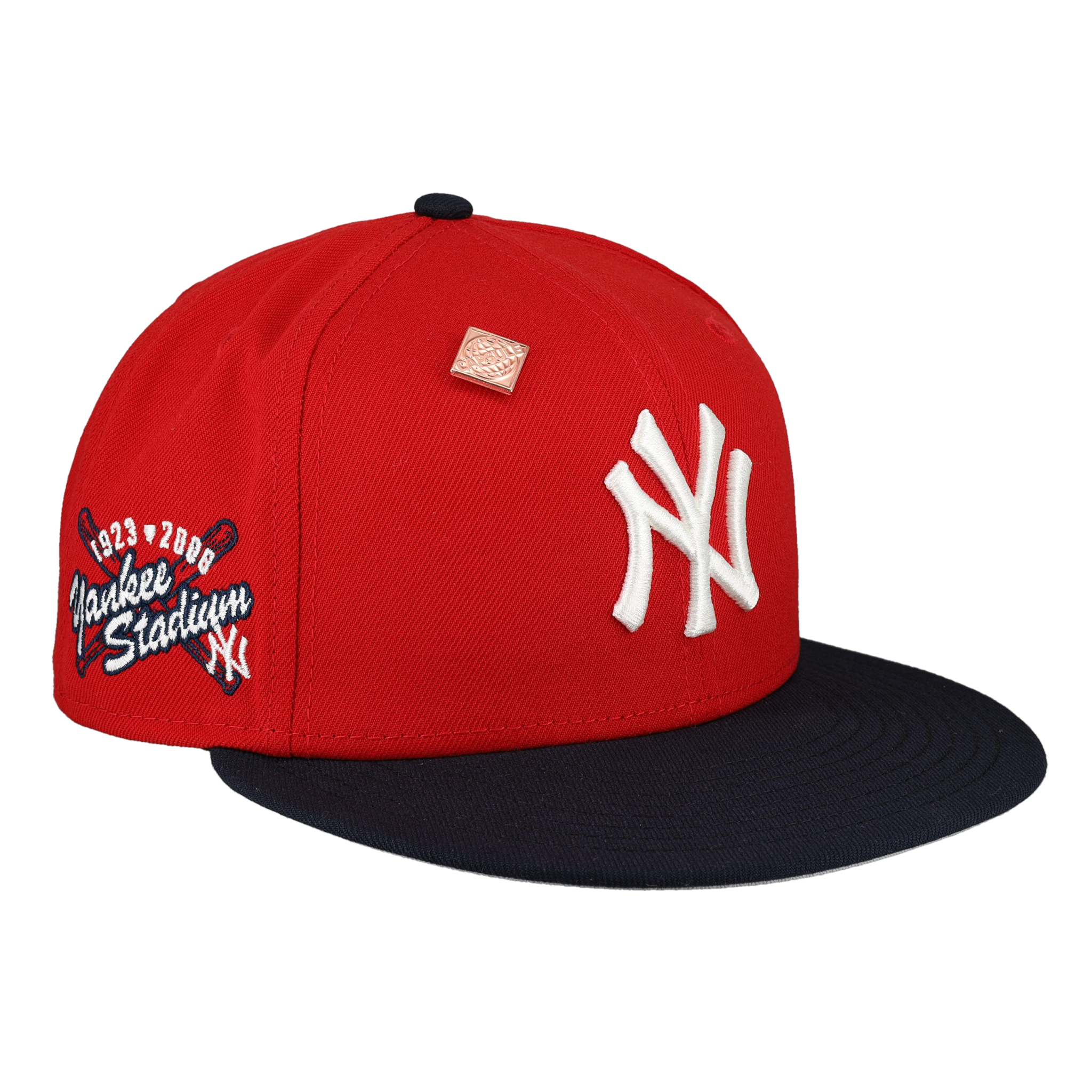 Yankee hat top red brim