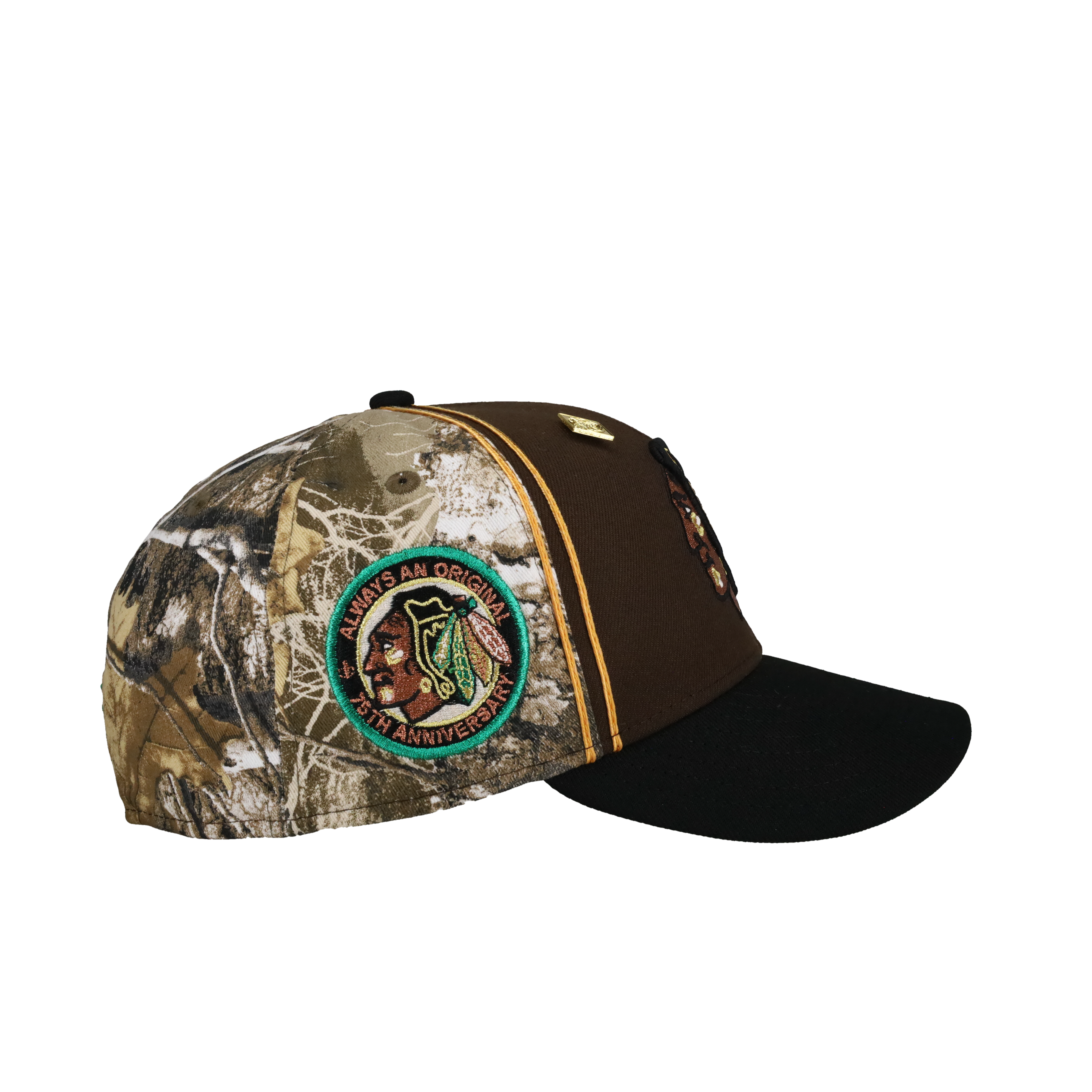 Chicago Blackhawks 75th Anniversary Real tree/Walnut Split Panel 59Fifty Fitted Hat