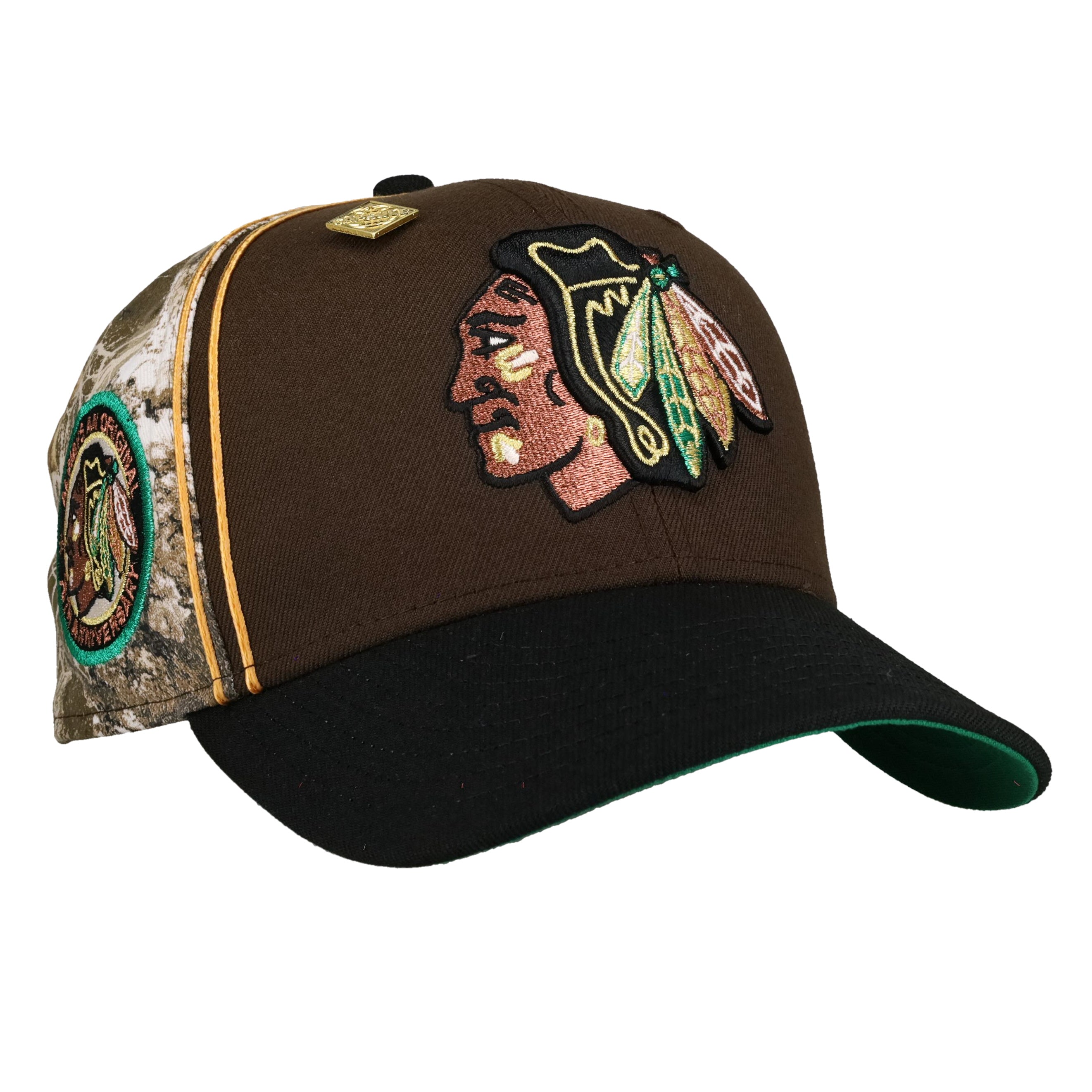 Chicago Blackhawks 75th Anniversary Real tree/Walnut Split Panel 59Fifty Fitted Hat
