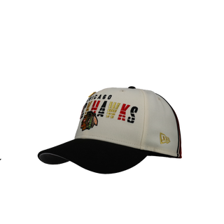 Chicago Blackhawks Stadium Script Diagonal Metallic 59Fifty Fitted Hat