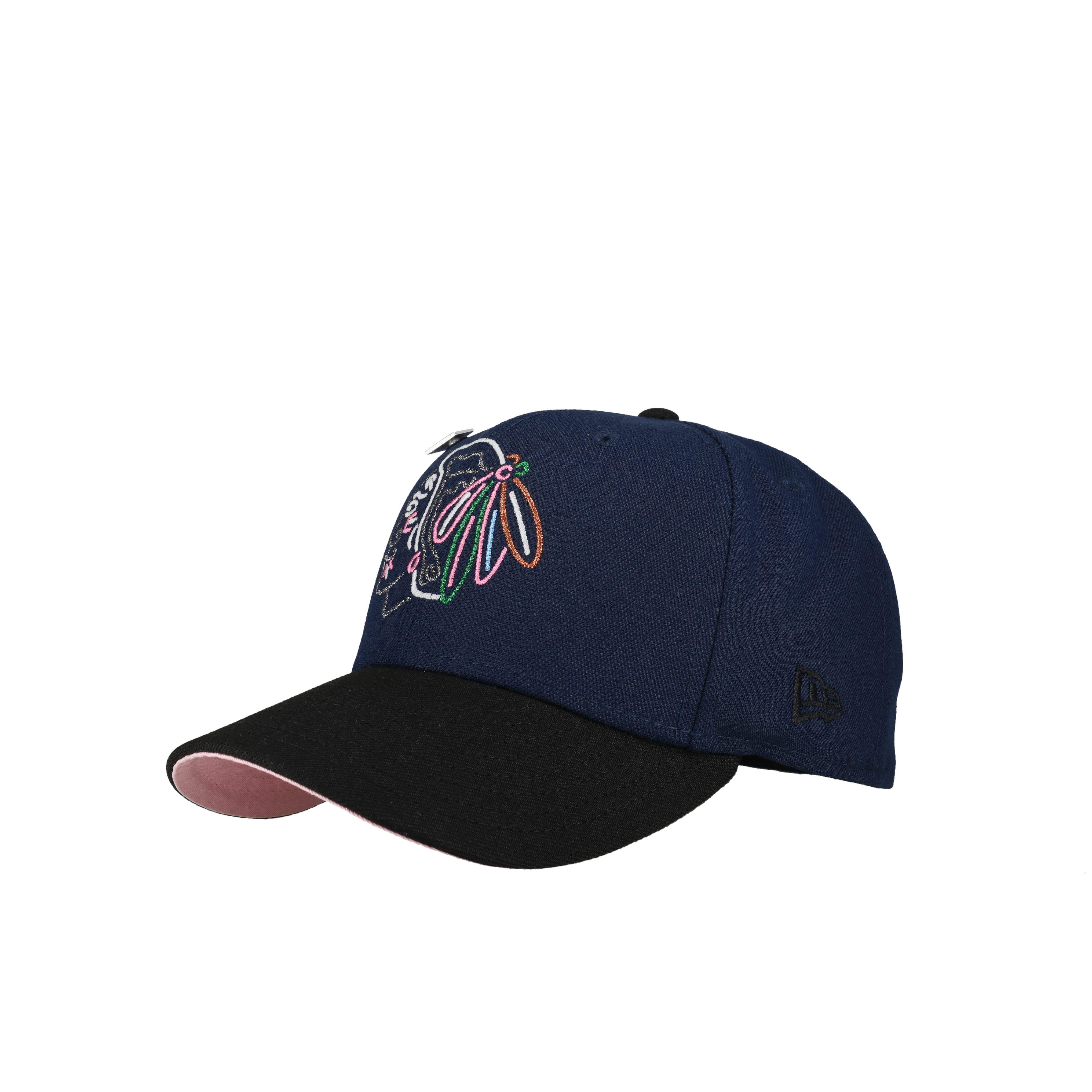 Chicago Black Hawks Navy/Black/Pink Brim 59Fifty Fitted Hat