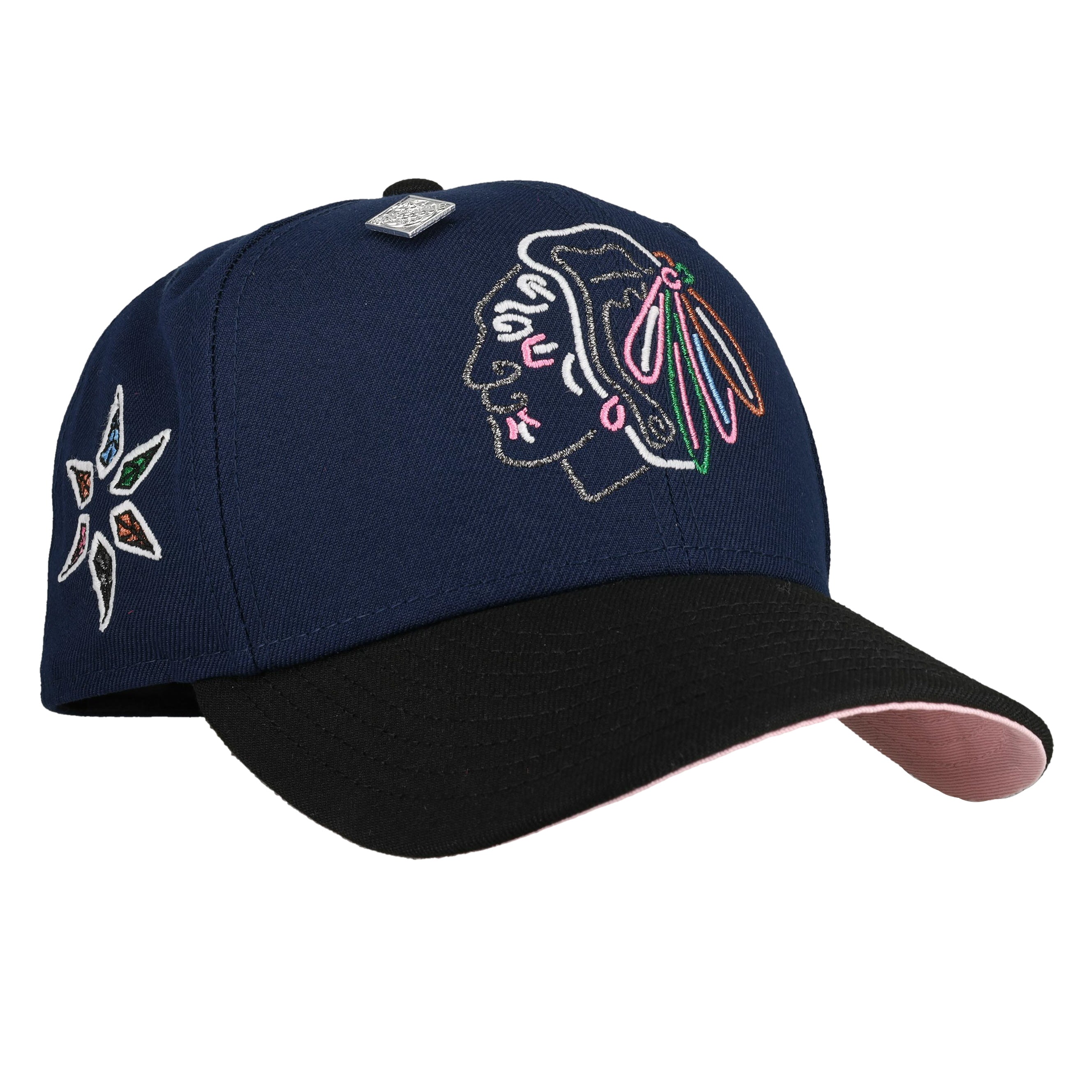 Chicago Black Hawks Navy/Black/Pink Brim 59Fifty Fitted Hat