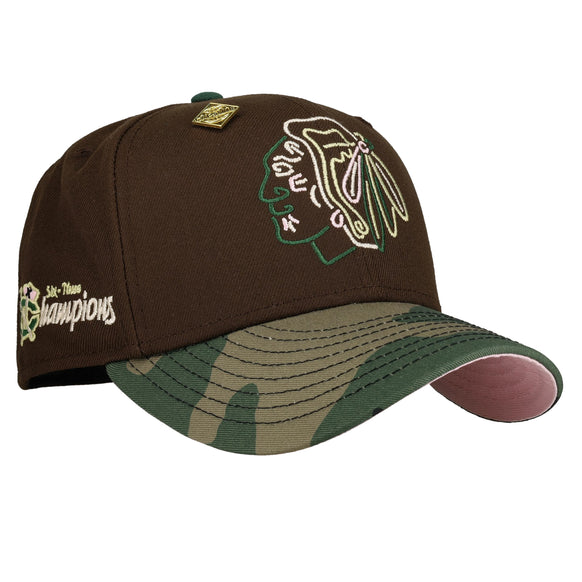 Chicago Black Hawks Six Time Champion Walnut/Camo 59Fifty Fitted Hat