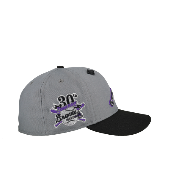 Atlanta Braves 30th Anniversary Graphite Purple Metallic 59Fifty Fitted Hat