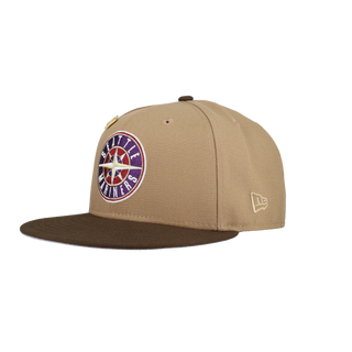 Seattle Mariners Tan Khaki Collection 20th Anniversary Patch Fitted Hat