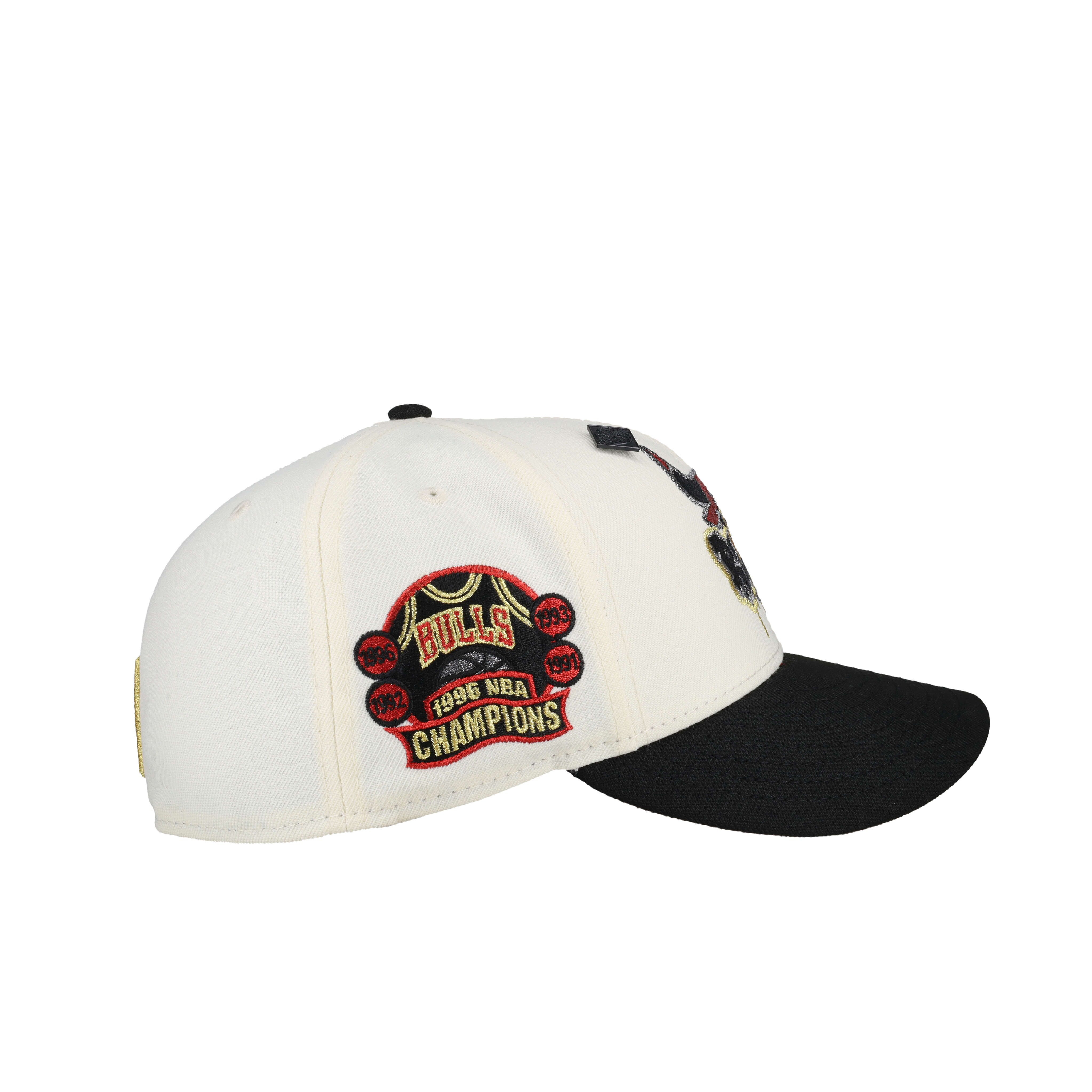 Chicago Bulls 1996 NBA Champions White/Black Gold Metallic 59Fifty Fitted Hat
