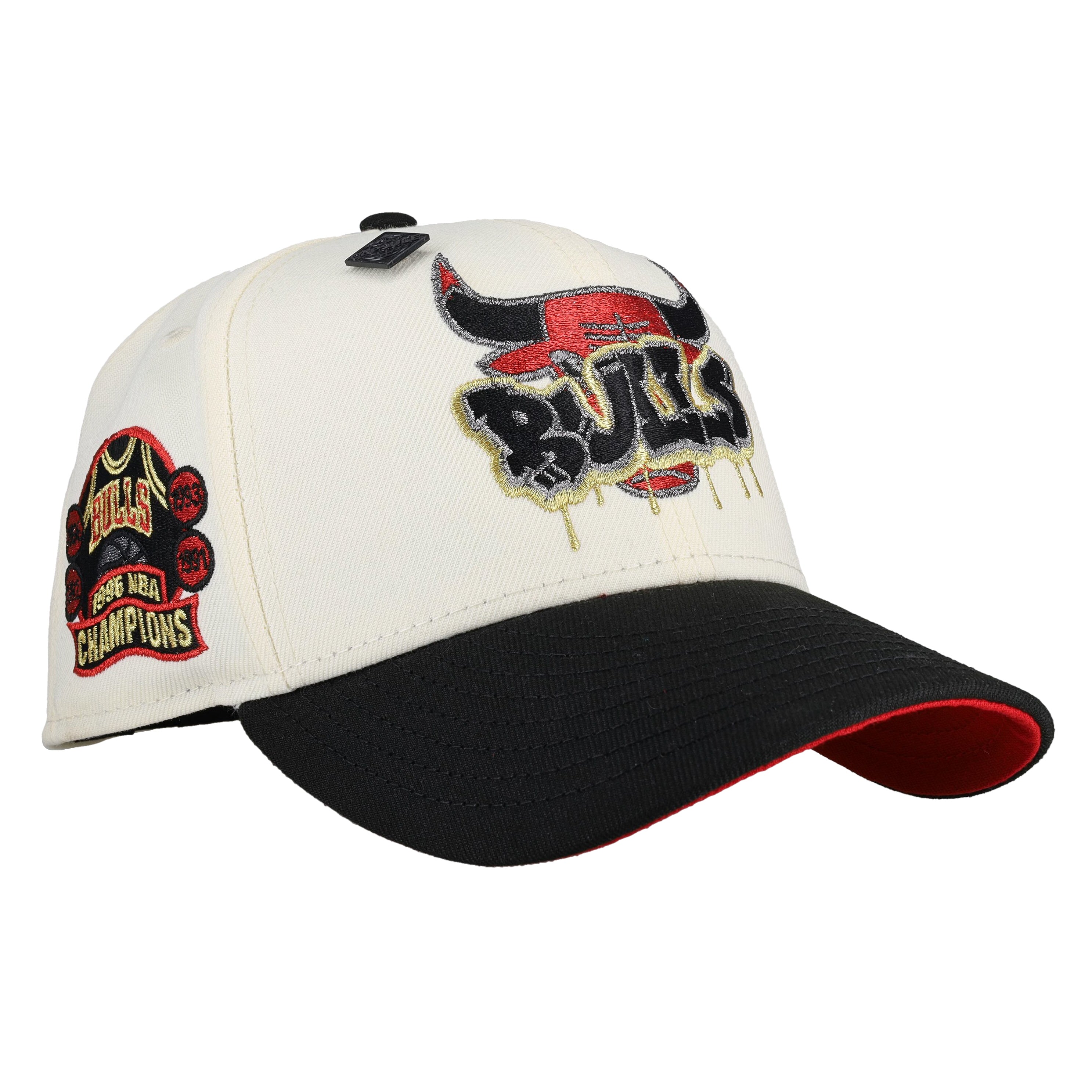 Chicago Bulls 1996 NBA Champions White/Black Gold Metallic 59Fifty Fitted Hat