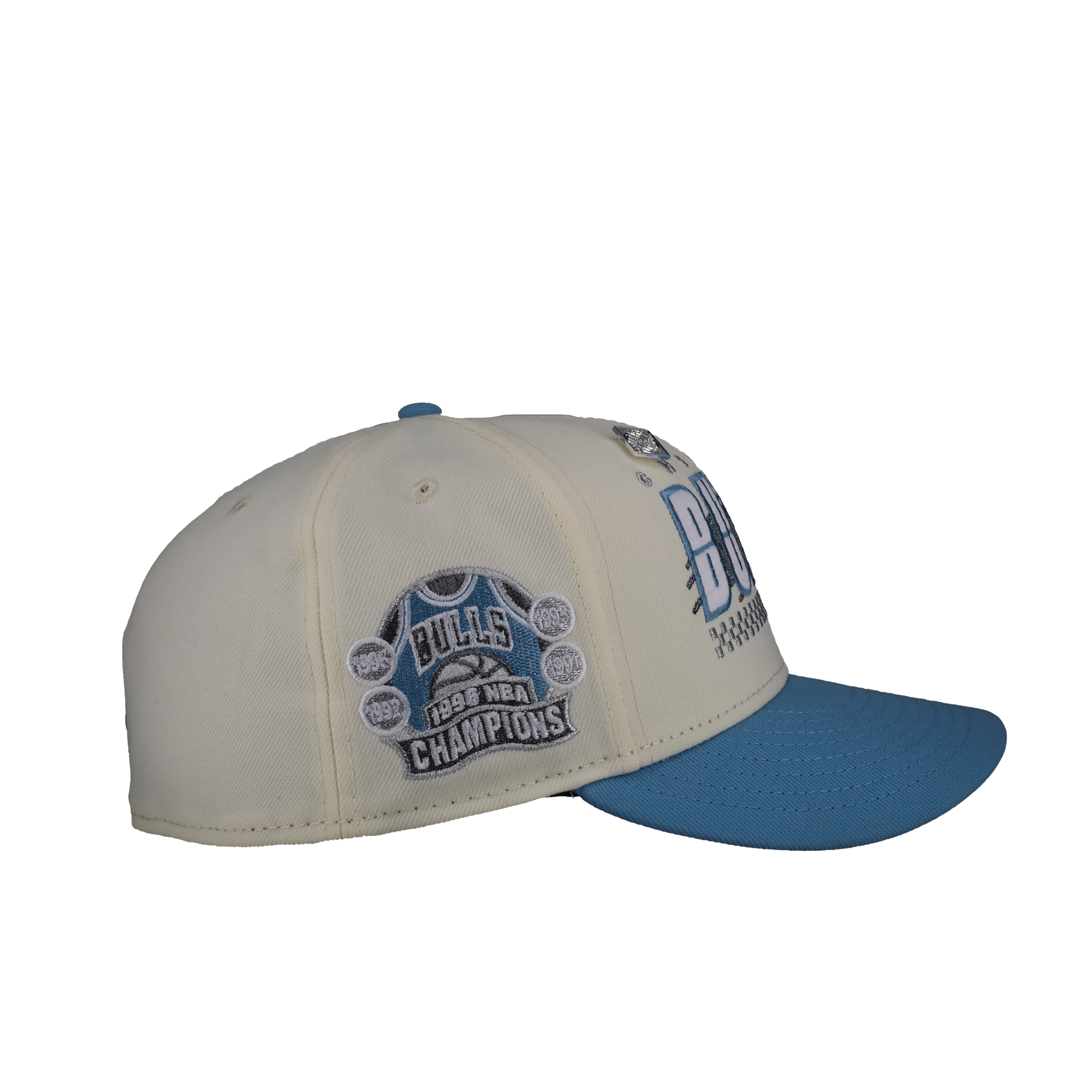 Chicago Bulls 1996 NBA Champions Chrome/Blue Metallic 59Fifty Fitted Hat
