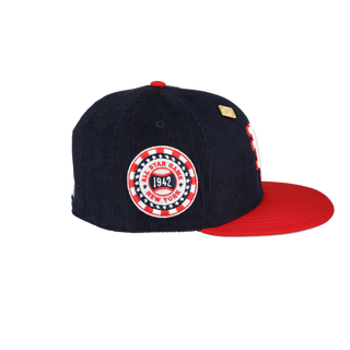 New York Giants Act Accordingly Collection 1942 All Star Game Patch Fitted Hat (This Red Brim is Polyester Not Corduroy)