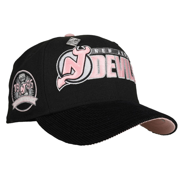New Jersey Devils 20th Anniversary Black/Pink Corduroy Script