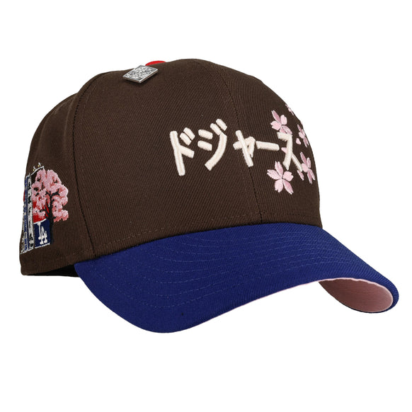 Los Angeles Dodgers Tokyo Series Walnut/Blue Script 59Fifty Fitted Hat