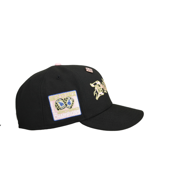 Los Angeles Dodgers Back To Back Champions Black Pink Cow Print 59Fifty Fitted Hat