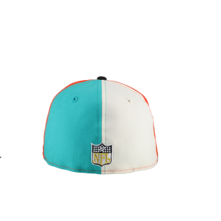 Miami Dolphins 30th Anniversary Orange/Teal/White Split Panel 59Fifty Fitted Hat