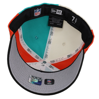 Miami Dolphins 30th Anniversary Orange/Teal/White Split Panel 59Fifty Fitted Hat