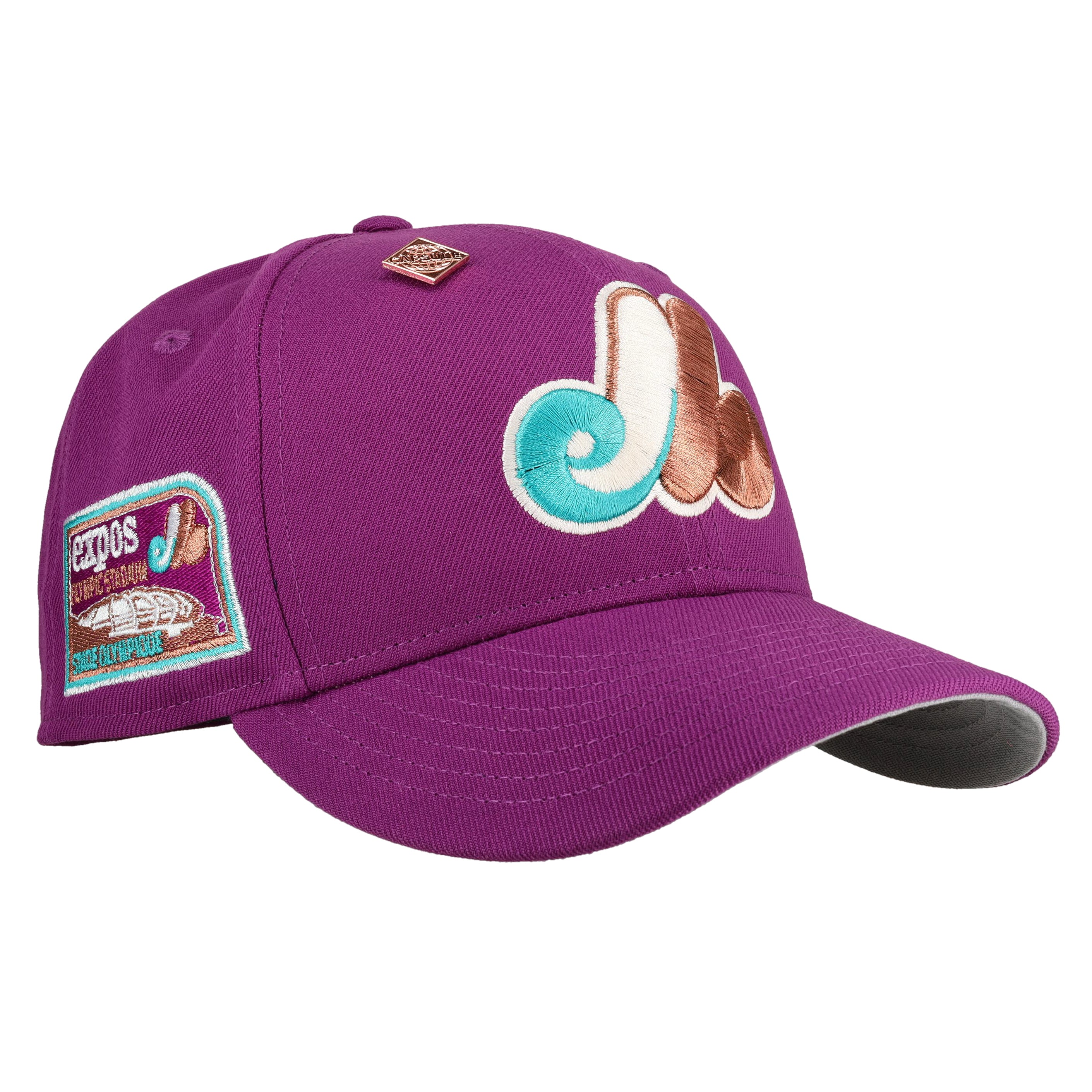 Montreal Expos Olympic Stadium Purple Metallic 59Fifty Fitted Hat