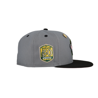 Oakland Athletics Stomper Mascot 50th Anniversary Patch Grey 59Fifty Fitted Hat