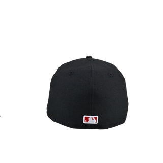Cleveland Indians Chief Wahoo Black/Red 59Fifty Fitted Hat (Red Brim)