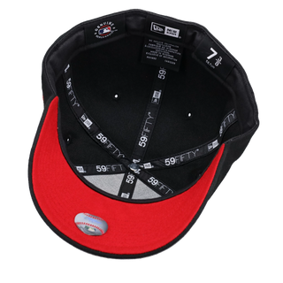 Cleveland Indians Chief Wahoo Black/Red 59Fifty Fitted Hat (Red Brim)