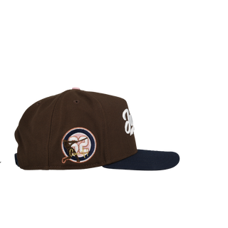 New York Yankees Judge 99 Brown/Navy Pink Brim 9Fifty A Frame Snapback Hat