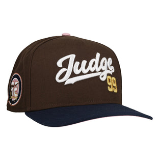 New York Yankees Judge 99 Brown/Navy Pink Brim 9Fifty A Frame Snapback Hat