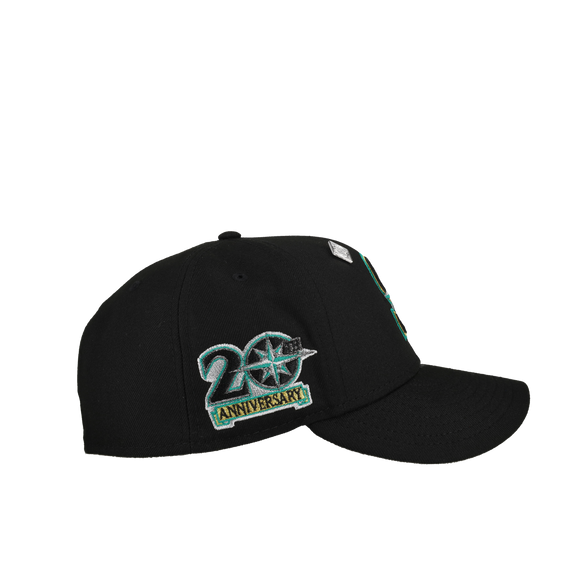 Seattle Mariners 20th Anniversary Black Green/Gold Metallic 59Fifty Fitted Hat