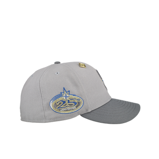 Seattle Mariners 25th Anniversary Grey Ice Blue Metallic 59Fifty Fitted Hat, side view