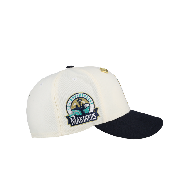 Seattle Mariners 30th Anniversary White/Navy Metallic 59Fifty Fitted Hat