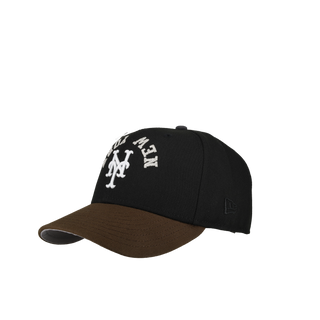 New York Mets 50th Anniversary Black/Brown Upside Down Script 59Fifty Fitted Hat