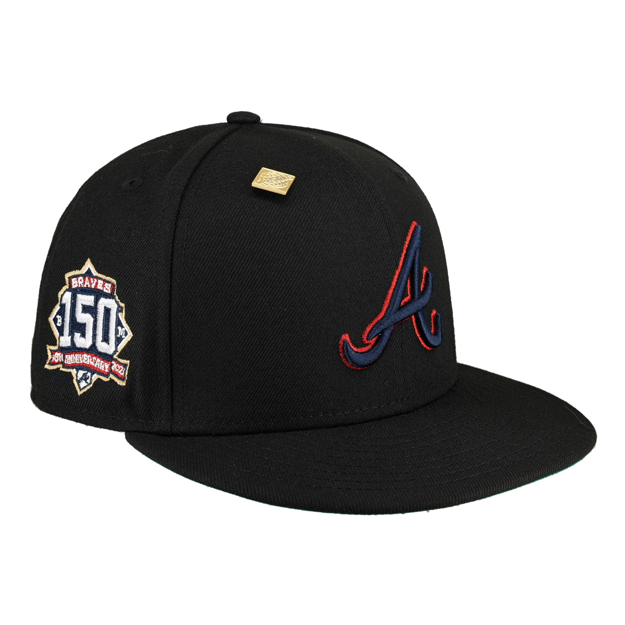 Atlanta Braves 150th Anniversary Patch Metallic Stitch Collection Fitted Hat 7 3/8