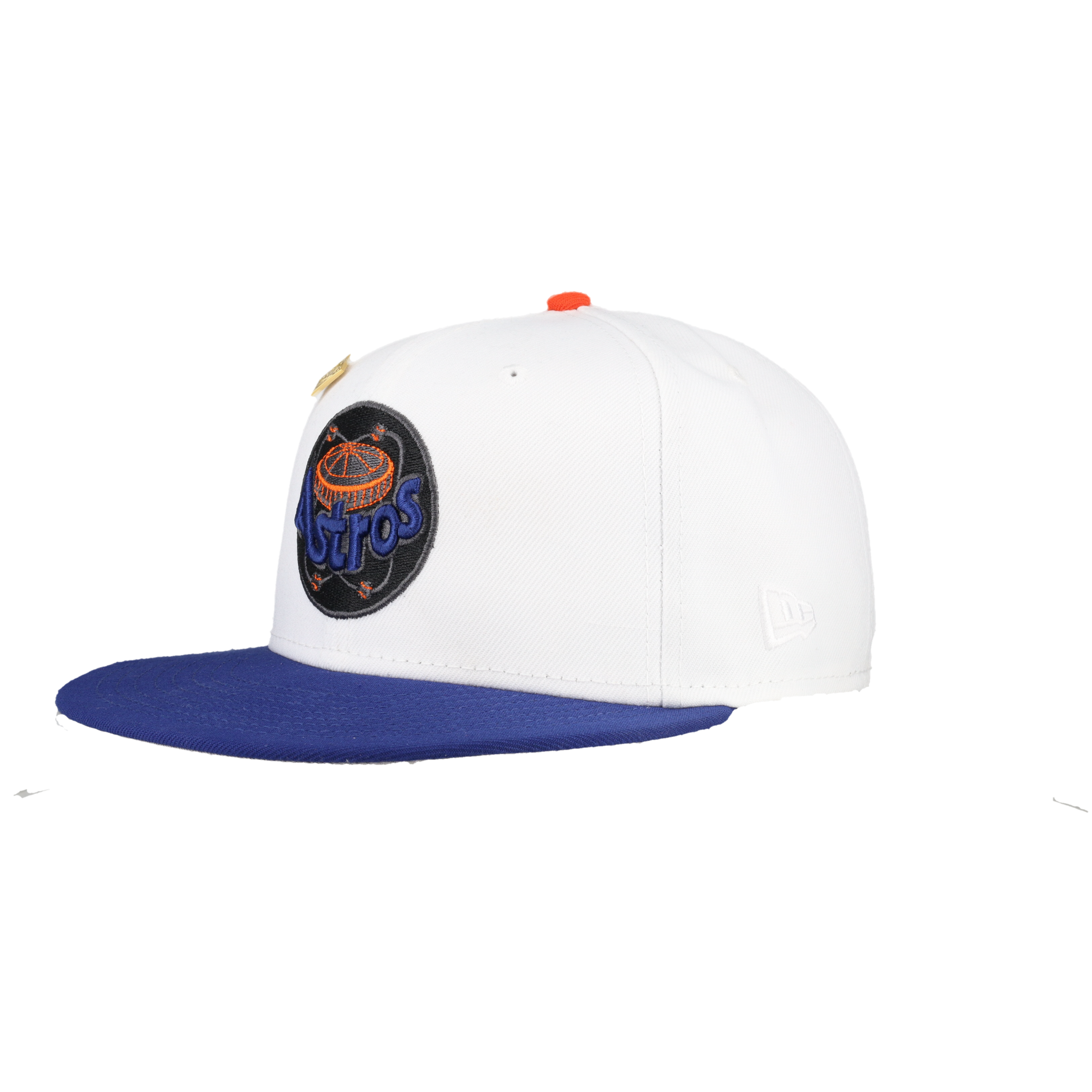 Houston Astros Pure White 25th Silver Anniversary Patch 59Fifty Fitted Hat, close-up detail