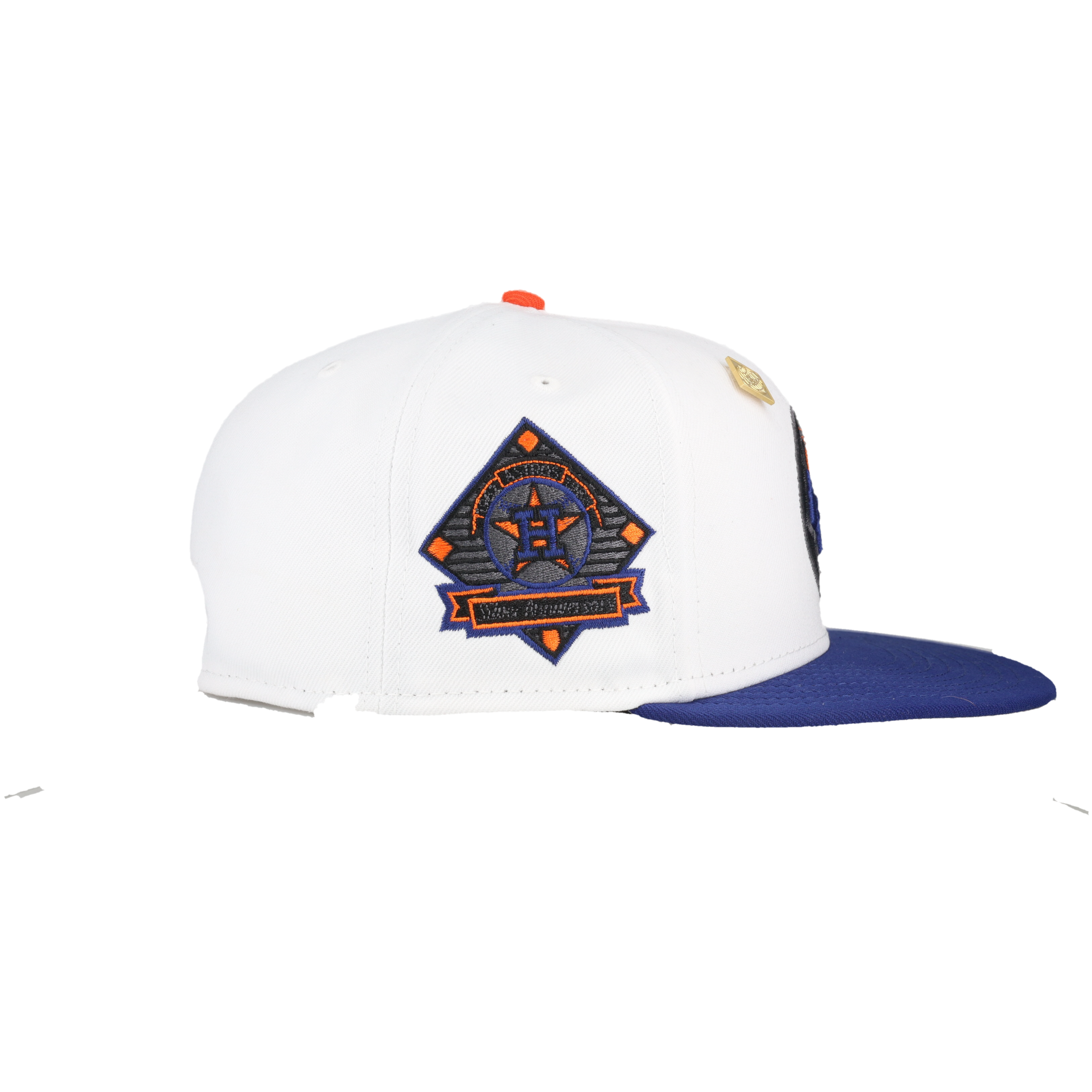 Houston Astros Pure White 25th Silver Anniversary Patch 59Fifty Fitted Hat, undervisor detail