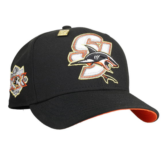 San Jose Sharks 20th Anniversary Black/Orange Brim 59Fifty Fitted Hat