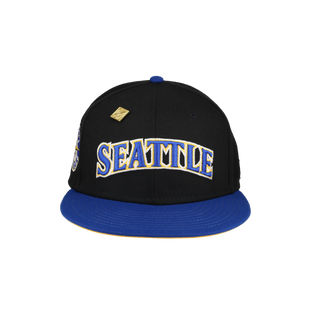Seattle Mariners Script compass Logo Black New Era 59Fifty Fitted Hat