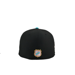 San Jose Sharks 20th Anniversary Black/Teal Gold Metallics 59Fifty Fitted Hat - view 6