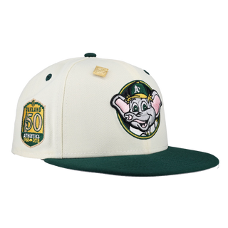 Oakland Athletics Stomper Mascot Chrome 50th Anniversary Patch 59Fifty Fitted Hat