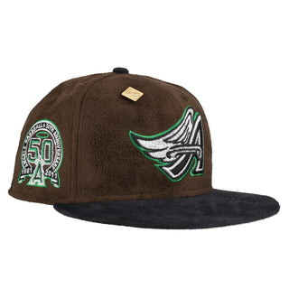 Anaheim Angels Brown Suede 50th Anniversary Patch 59Fifty Fitted Hat
