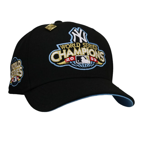 New York Yankees 2009 World Series Script Black/Blue Brim 59Fifty Fitted Hat