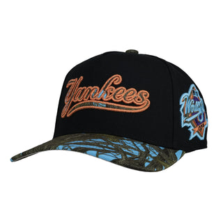 New York Yankees 1998 WS Blue Camo Metallic Mitchell & Ness A Frame Snapback Hat