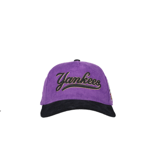 New York Yankees 1998 WS Purple Corduroy Metallic Mitchell & Ness A Frame Snapback Hat