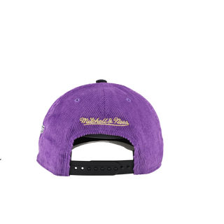 New York Yankees 1998 WS Purple Corduroy Metallic Mitchell & Ness A Frame Snapback Hat