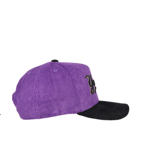 New York Yankees 1998 WS Purple Corduroy Metallic Mitchell & Ness A Frame Snapback Hat