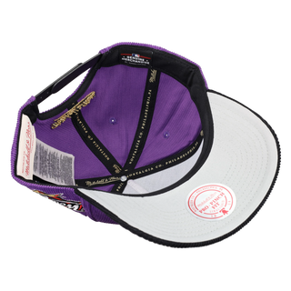 New York Yankees 1998 WS Purple Corduroy Metallic Mitchell & Ness A Frame Snapback Hat