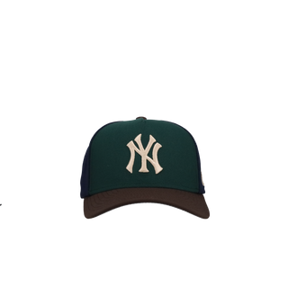 New York Yankees Pinwheel Navy/Maroon/Green/Brown Metallic Mitchell & Ness A Frame Snapback Hat