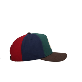 New York Yankees Pinwheel Navy/Maroon/Green/Brown Metallic Mitchell & Ness A Frame Snapback Hat