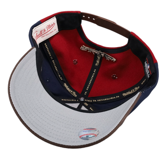 New York Yankees Pinwheel Navy/Maroon/Green/Brown Metallic Mitchell & Ness A Frame Snapback Hat