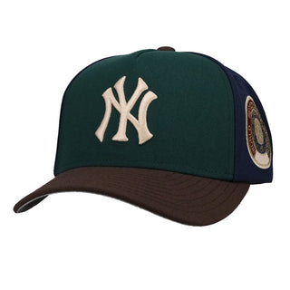 New York Yankees Pinwheel Navy/Maroon/Green/Brown Metallic Mitchell & Ness A Frame Snapback Hat