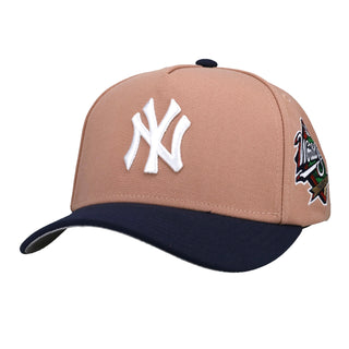 New York Yankees 1998 WS Coral/Navy Metallic Mitchell & Ness A Frame Snapback Hat