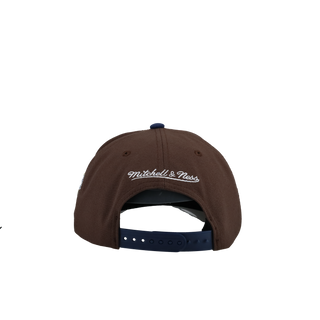 New York Yankees 1998 WS Brown/Navy Metallic Mitchell & Ness A Frame Snapback Hat