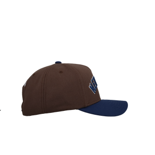 New York Yankees 1998 WS Brown/Navy Metallic Mitchell & Ness A Frame Snapback Hat